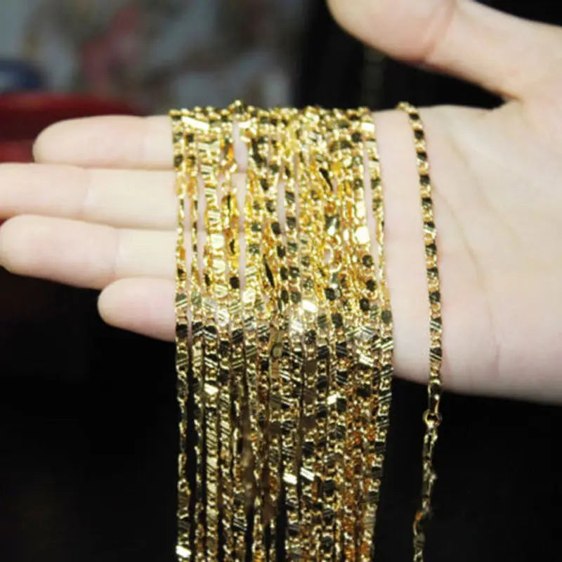 Exquisite Fashion 18K Gold Color Filled Necklace For Women Men Size 16-30 Inch Jewelry Chain Wholesale